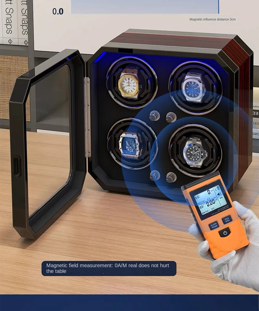 Single Wood Automatic Watch Winder Box with LED - KNG-159 - Image 5